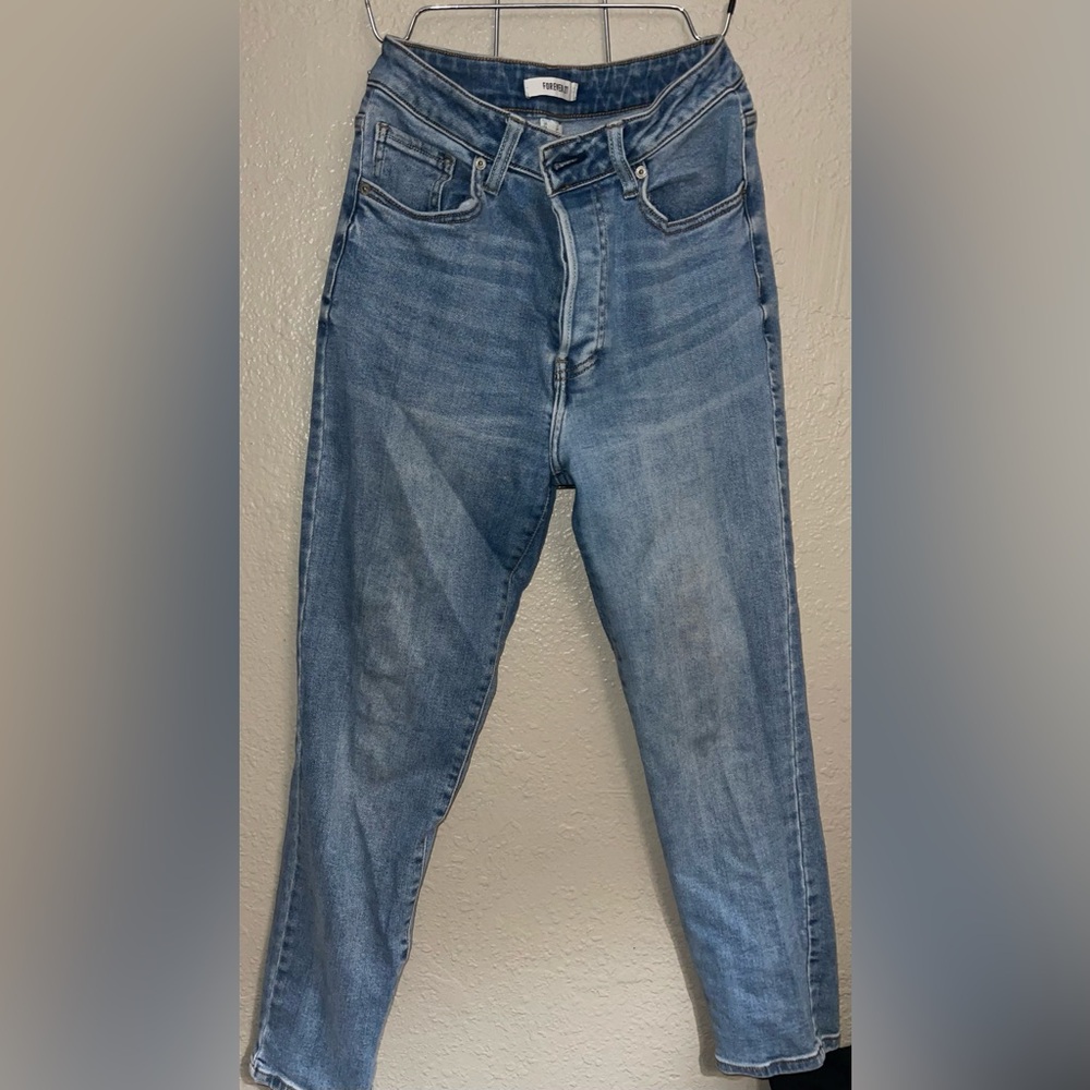 Forever 21 Blue Skinny Jeans with Vintage-Inspired Fading